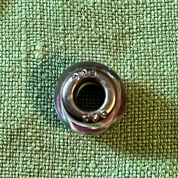 Pandora Murano glass charm, green with pink/white swirl pattern, 1 of set of 5 - Picture 4 of 6